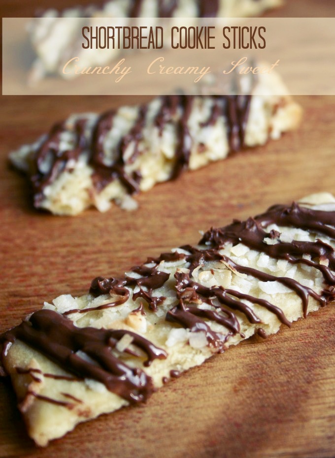 My Favorite Things Chocolate Drizzled Coconut Shortbread Cookie Sticks