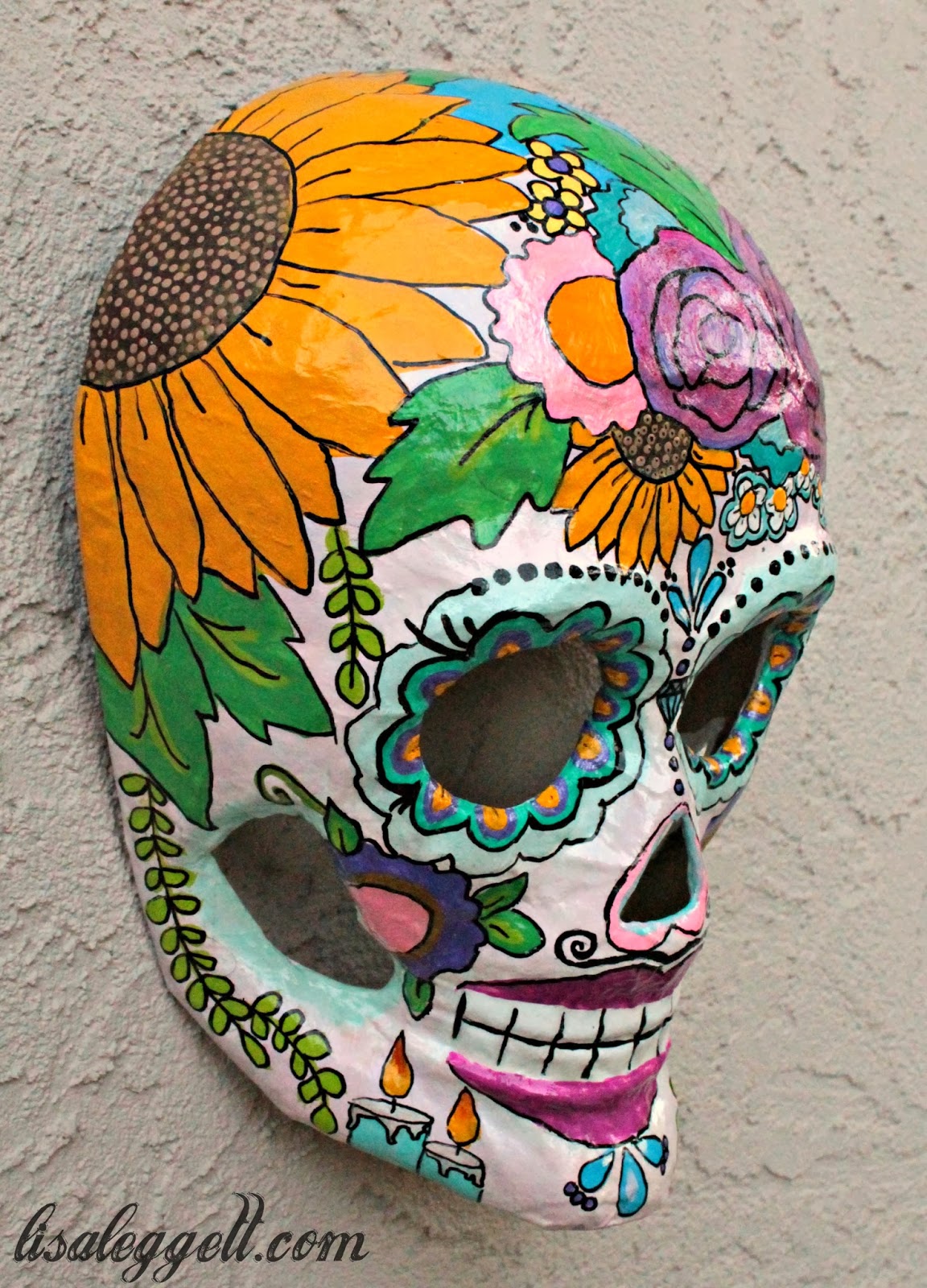 Paper mache mask, Paper mache art, Skull painting