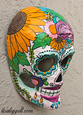 Floral Dia de los Muertos mask by Lisa Leggett