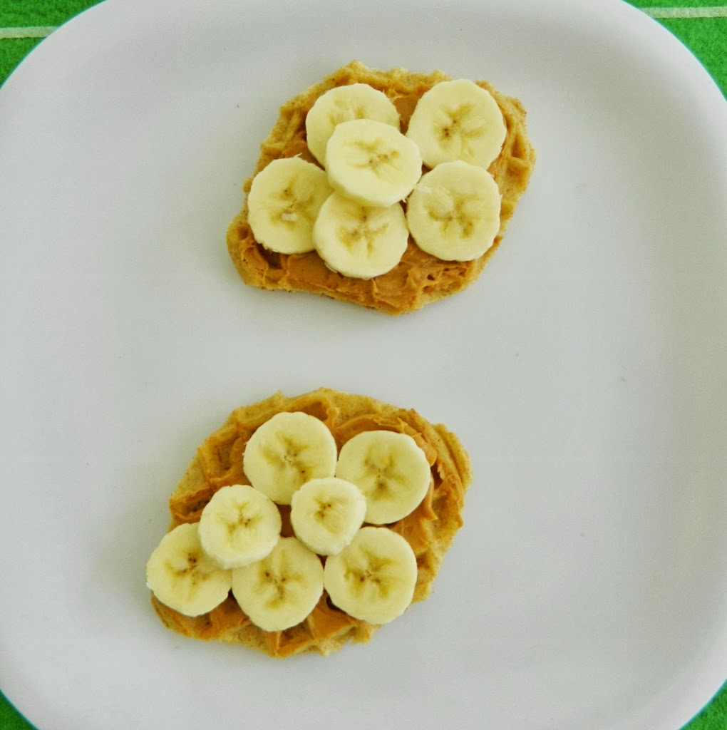 Eggo Waffle Peanut Butter and Banana Football Snacks Kitchen Fun With
