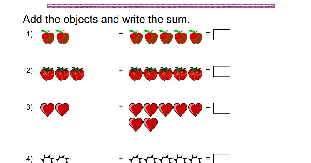 Kindergarten Worksheets: Kindergarten Worksheets - Addition Using