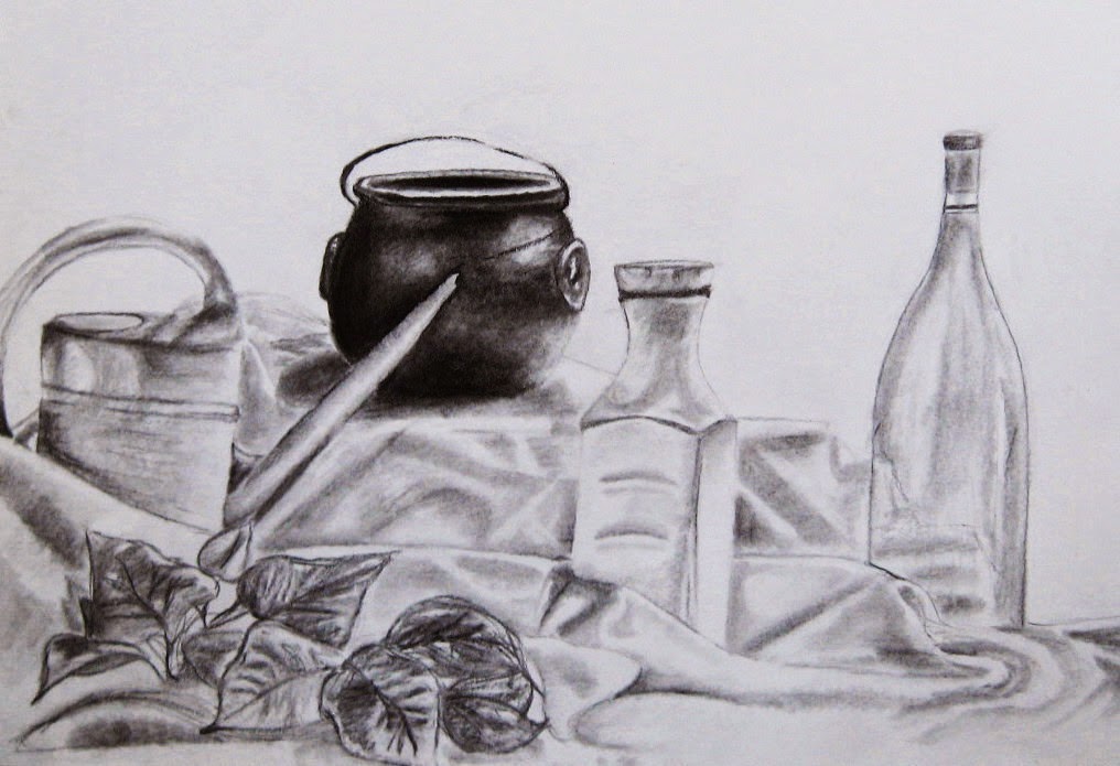 Original charcoal art Simple choices, charcoal drawing