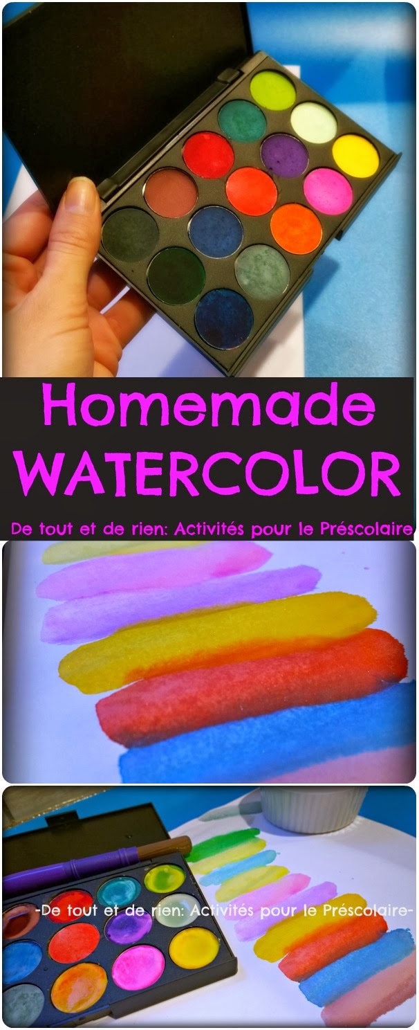 De tout et de rien Activités pour le Préscolaire Homemade watercolor