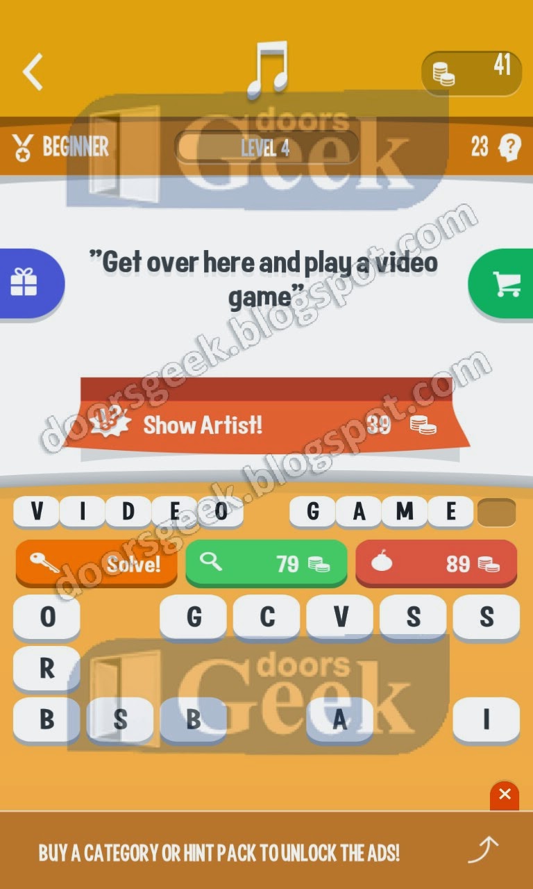 Song Quiz [Beginner] Level 4 Answer Doors Geek