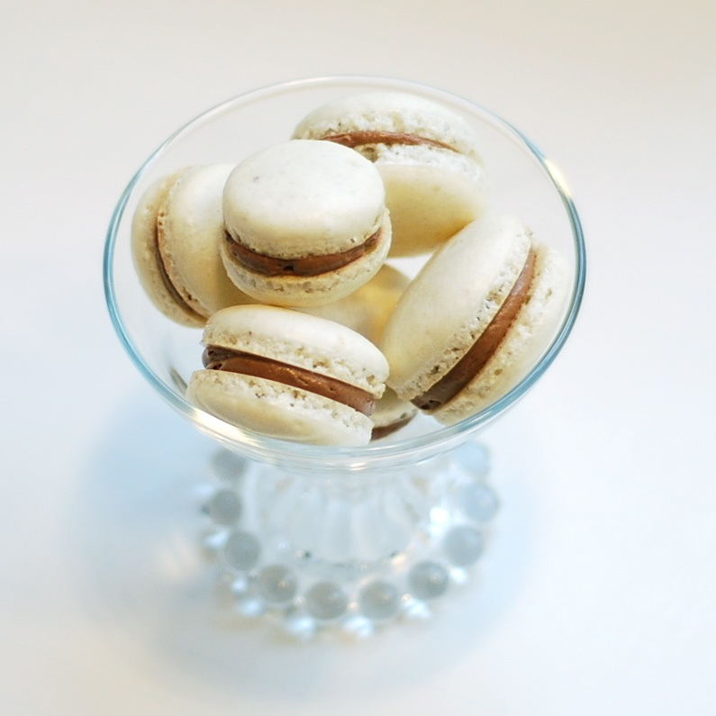 marzipan Almond Macarons with Chocolate Swiss Buttercream