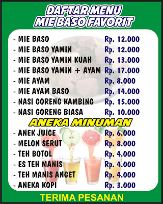 Contoh Daftar Menu Mie Bakso Cdr Karyaku Contoh Daftar Menu Mie Bakso Cdr Karyaku