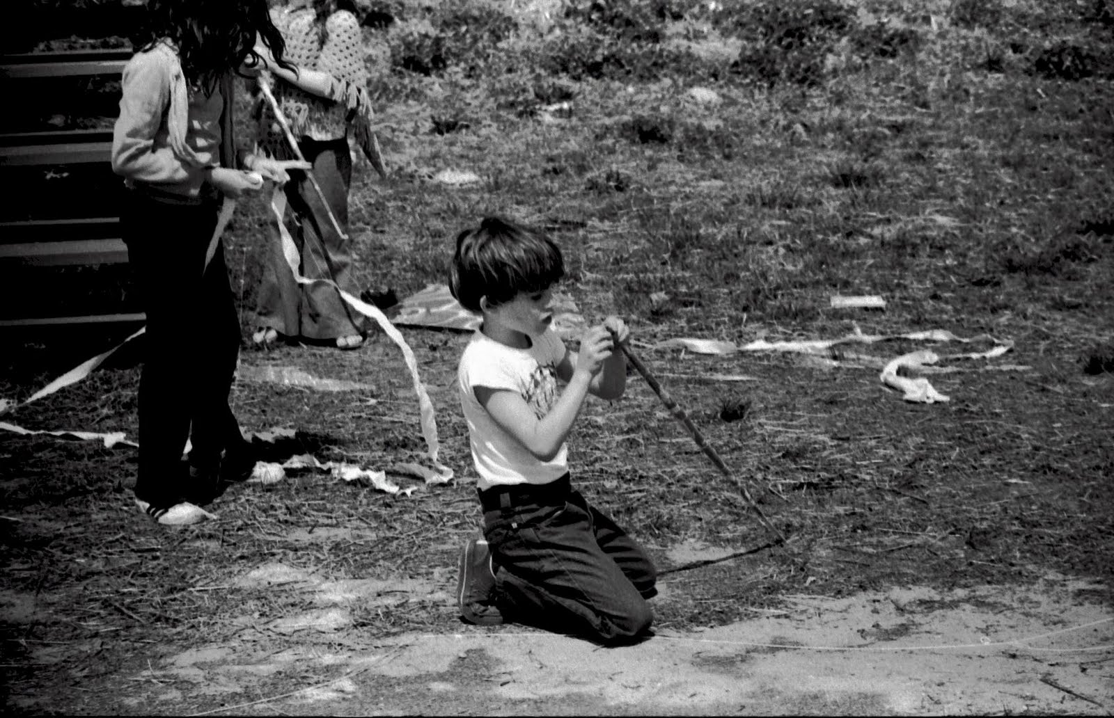 Bowie Living Flying Kites at Allen Pond, April, 1973