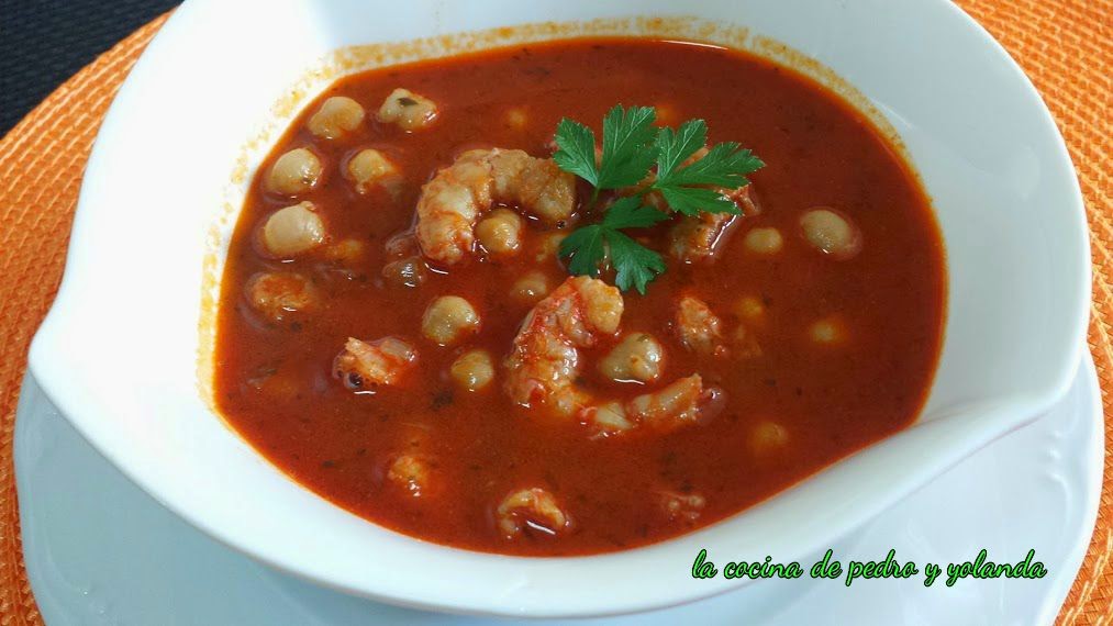 Guiso De Garbanzos Con Gambas
