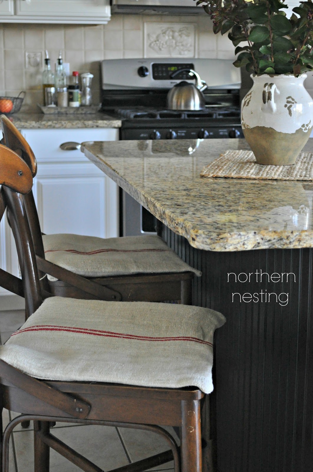 Northern Nesting Grain Sack Cushions by Ann