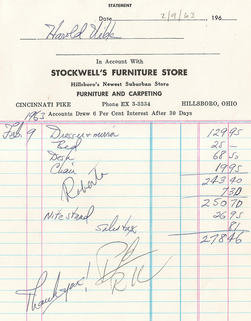 uibles a family blog 1963 furniture invoice feb 9