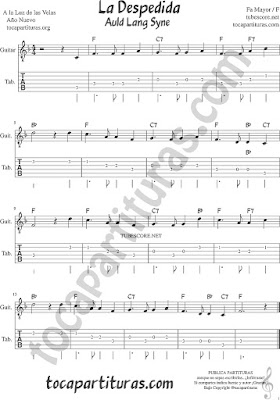 Tubescore Auld Lang Syne Tab Sheet Music for Guitar on F Christmas Carol