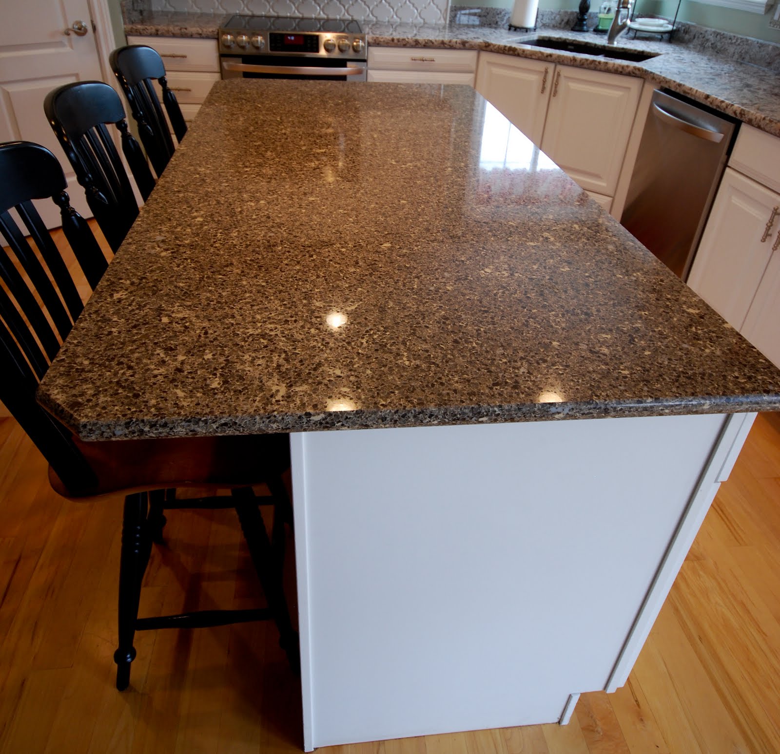 The Granite Gurus Halstead Cambria quartz and Bianco Antico granite