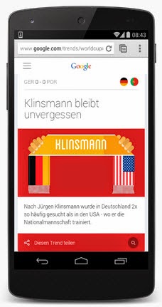 Google Trends Weltmeisterschaft auf dem Smartphone