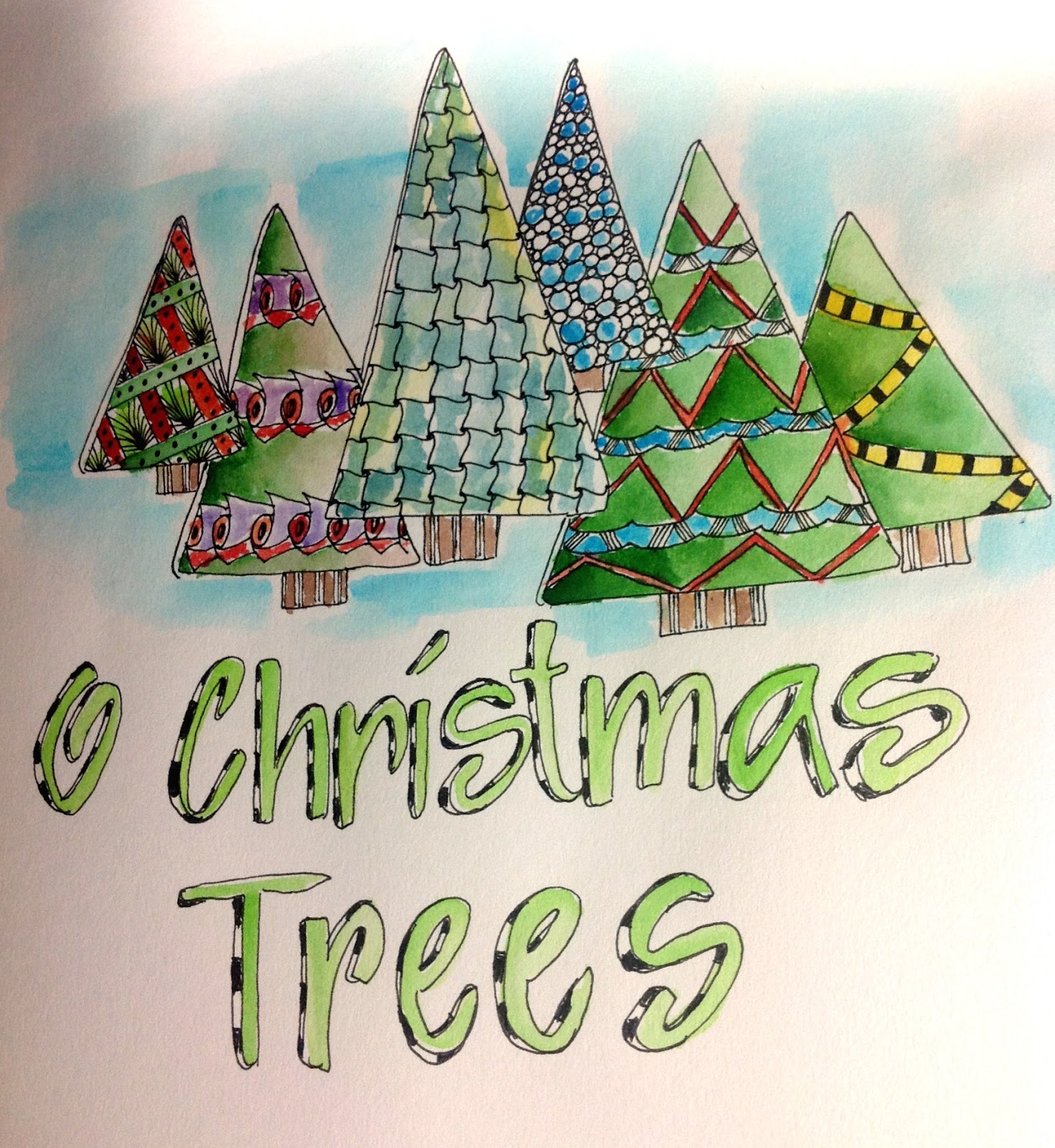 Hand drawn doodle christmas / holiday trees instant download sasifricious