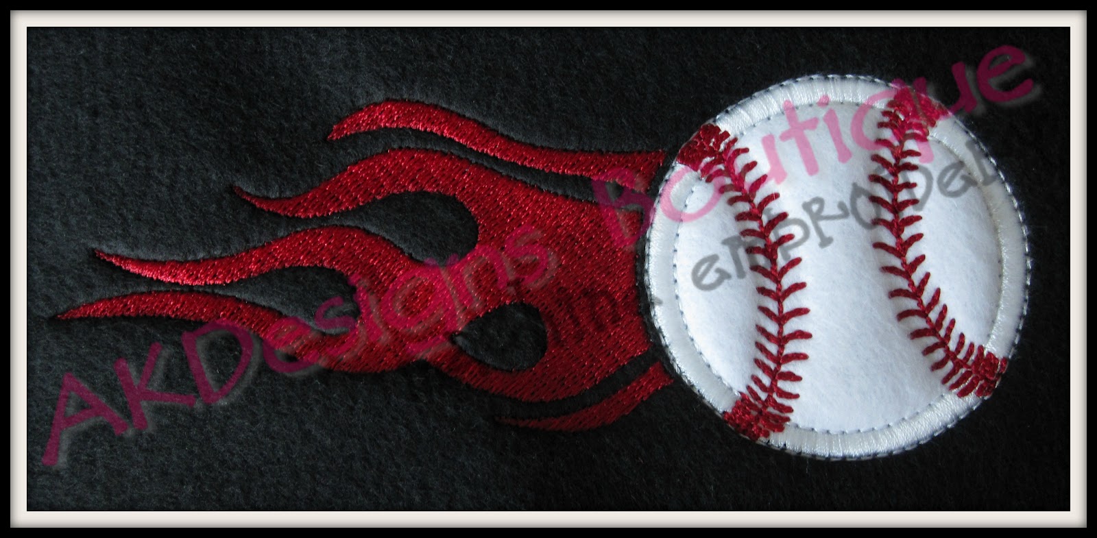 AKDesigns Boutique Machine Embroidery Designs 872 Applique Baseball