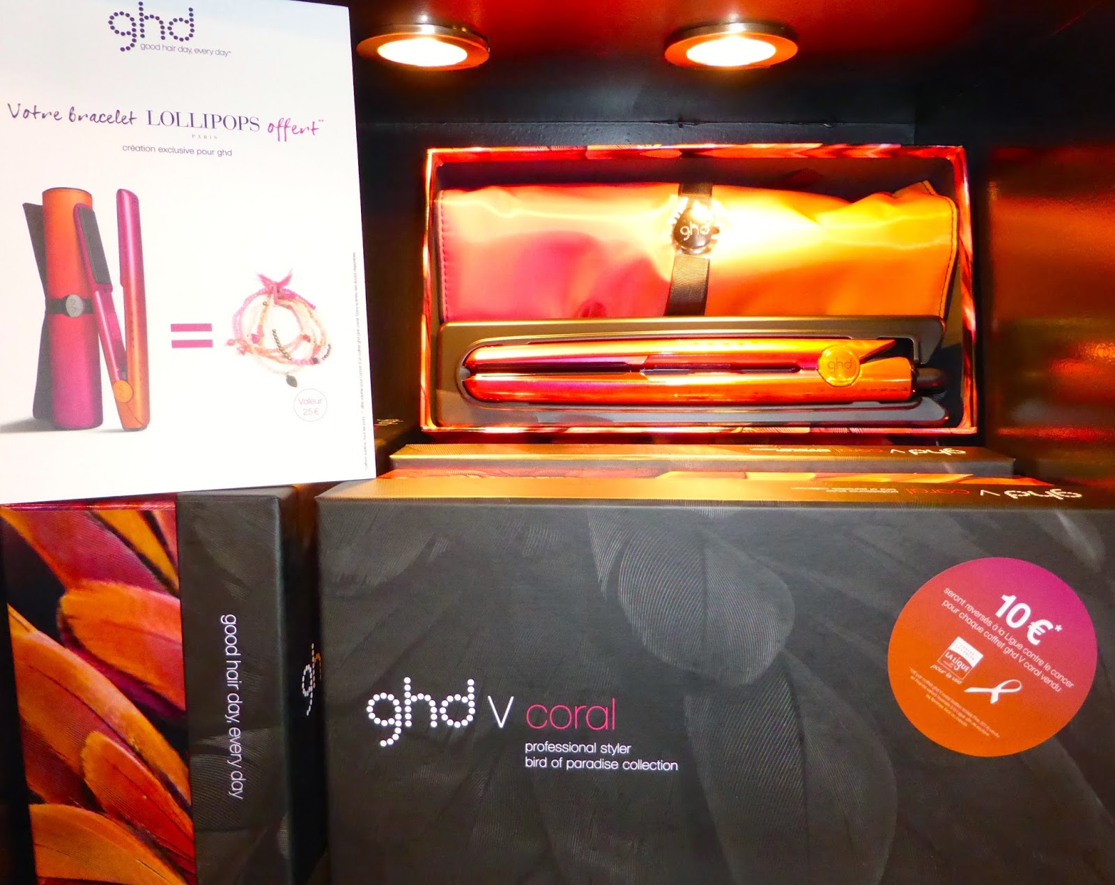 Une édition spéciale du Styler GHD Coral, présent au Studio 54 à Montpellier, avec une offre comprenant 10 € reversé à la lutte contre le cancer du sein ainsi qu'un bracelet LOLLIPOPS. Une édition spéciale du Styler GHD Coral, présent au Studio 54 à Montpellier, avec une offre comprenant 10 € reversé à la lutte contre le cancer du sein ainsi qu'un bracelet LOLLIPOPS.