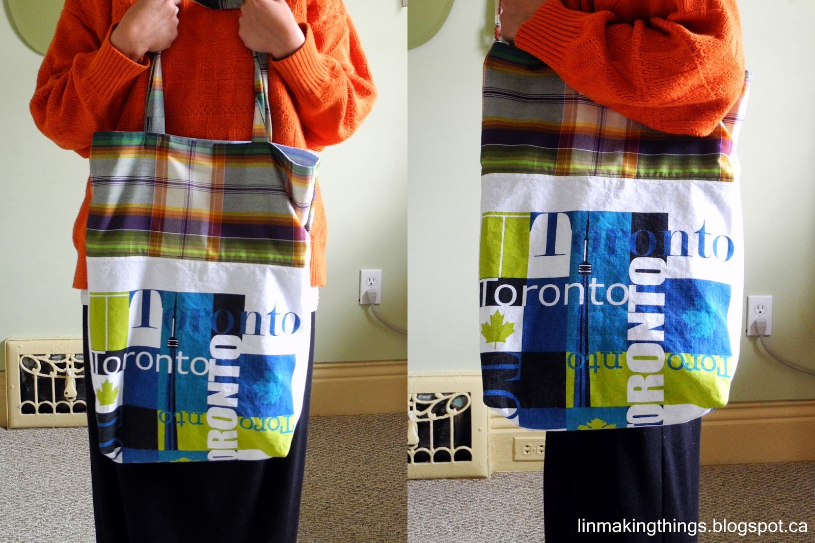 Lin Making Things Tea towel jumbo tote bag 100 repurposed materials!