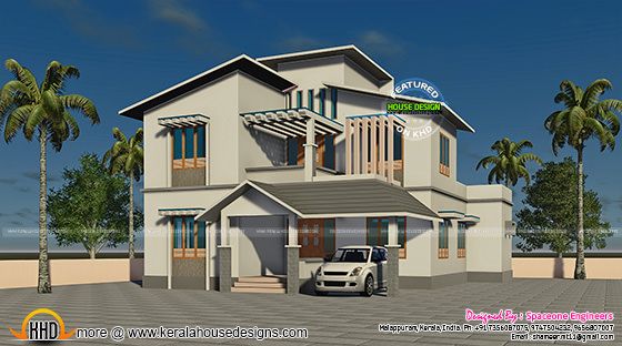 Slanting roof house design