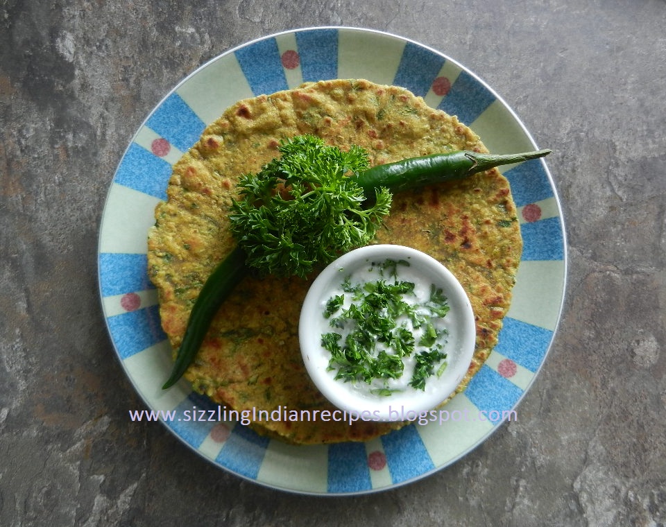 Sizzling Indian Recipes..... Parsley paratha enriched with flaxseed