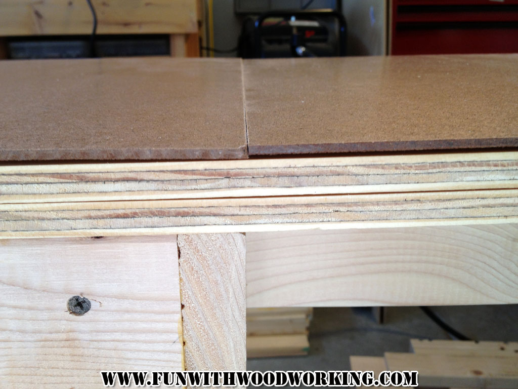 New Yankee Workbench update cutting the plywood benchtop