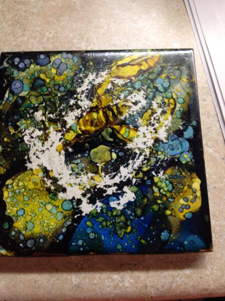 Kellie Chasse Fine Art Alcohol Ink Tiles And Water Bad News Alcohol Ink Tiles And Water Bad News
