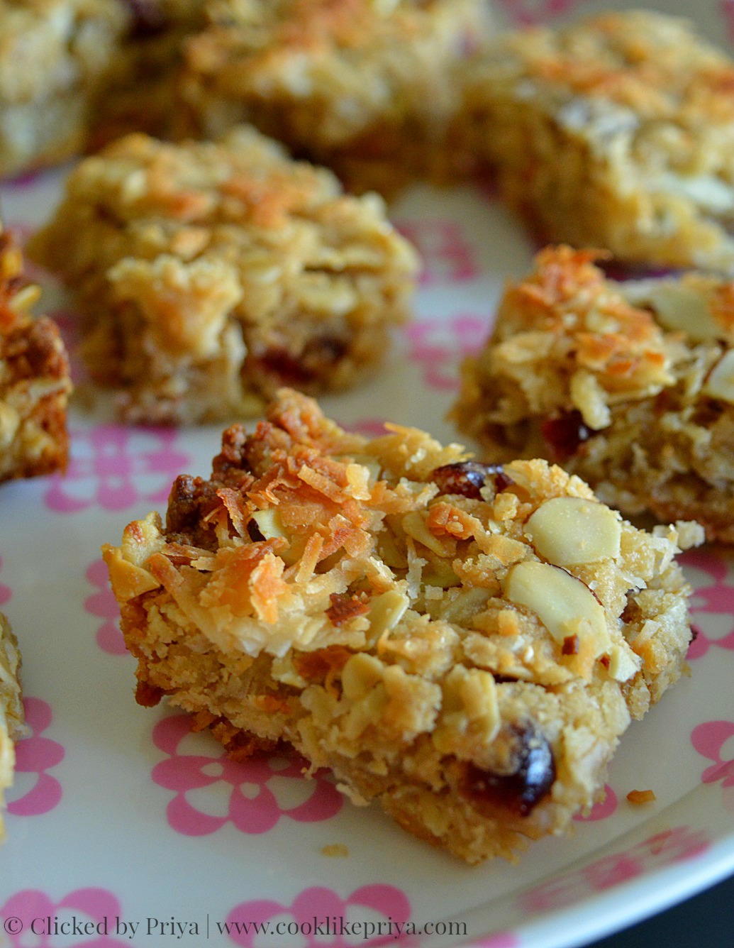 Cook like Priya Eggless Oats Coconut Fruit & Nuts Bar Rolled oats