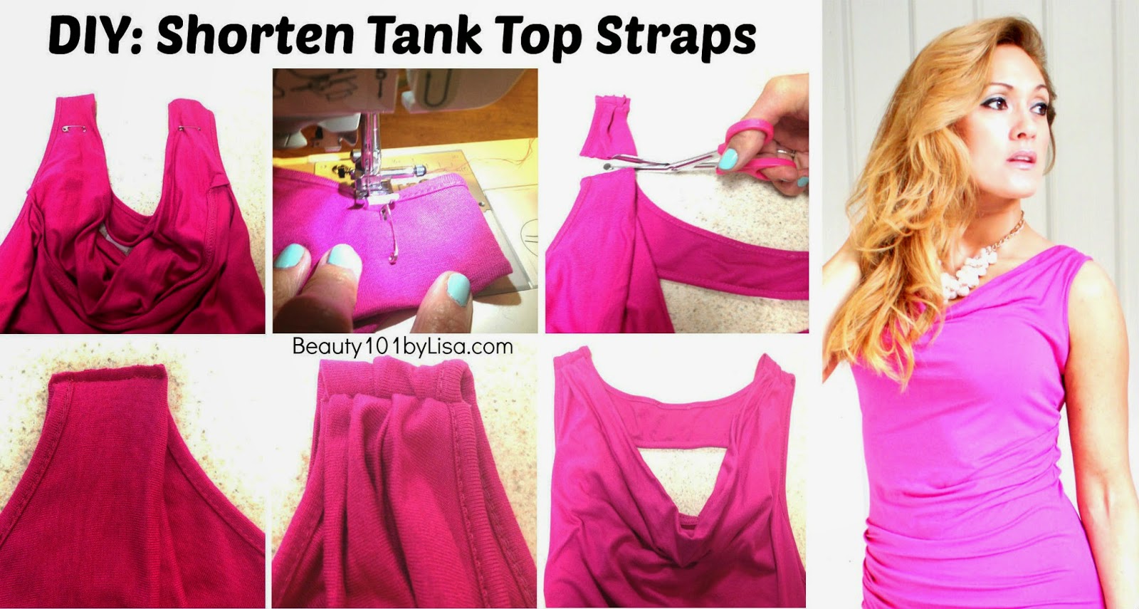 BEAUTY101BYLISA DIY Quick & Easy SHORTEN TANK TOP STRAPS