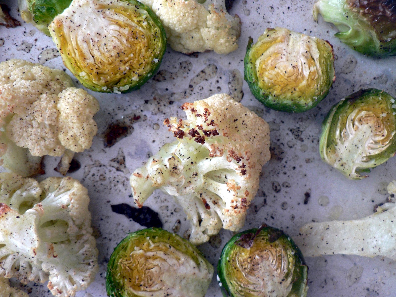 Simple Roasted Brussel Sprouts and Cauliflower Bless This Mess