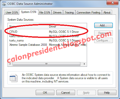 Data Sources Crystal Report ODBC Csharp
