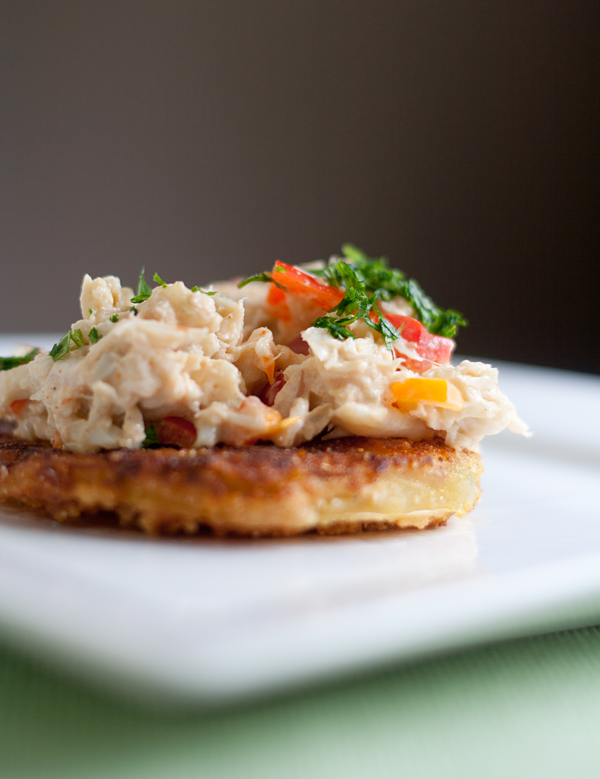 TASTY TRIX Sriracha Crab Ravigote over Fried Green Tomatoes