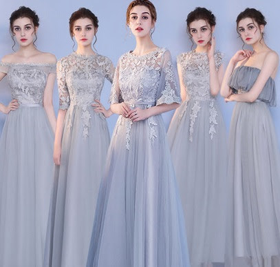 2017 Gray/Beige 5-Design Bridesmaids Dress