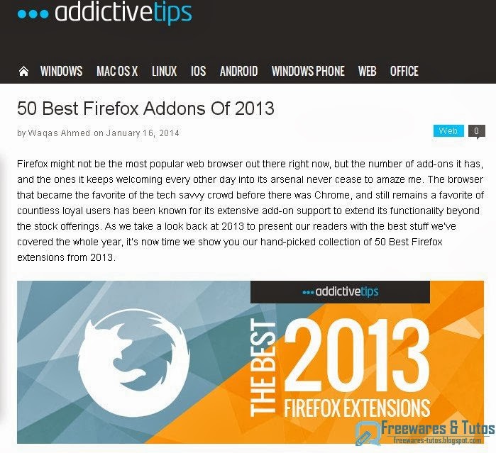 Les 50 meilleures extensions Firefox de 2013 Freewares & Tutos