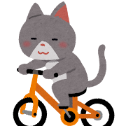 自転車に乗った猫のイラスト（動物）