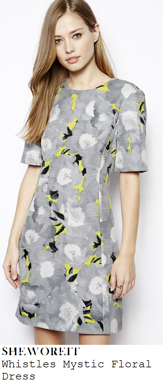 myleene-klass-grey-and-yellow-graphic-floral-print-short-sleeve-dress-loose-women