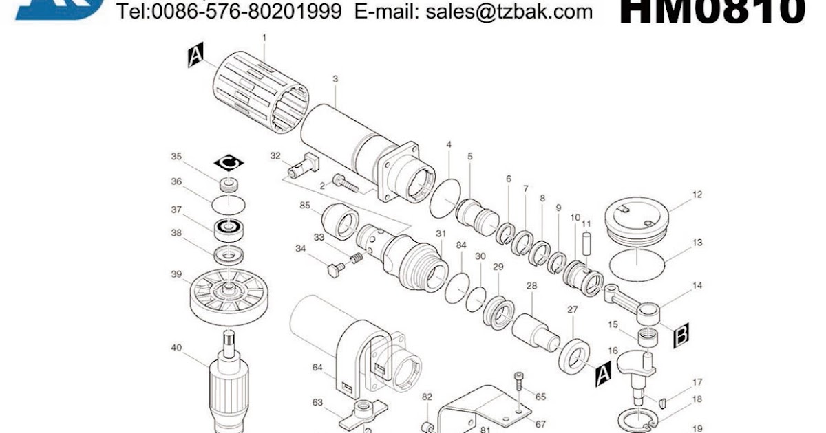 BakParts Power Tool Exploded Drawing MAKITA HM0810 ,Power Tool Parts