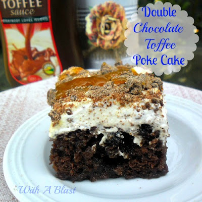Double Chocolate Toffee Poke Cake - gooey delight !    #chocolate #cake #pokecake #chocolatecake #toffeefilledcake via:withablast.blogspot.com