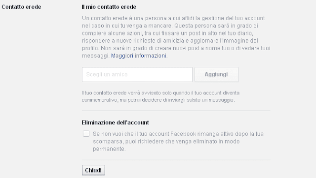 Contatto erede Facebook