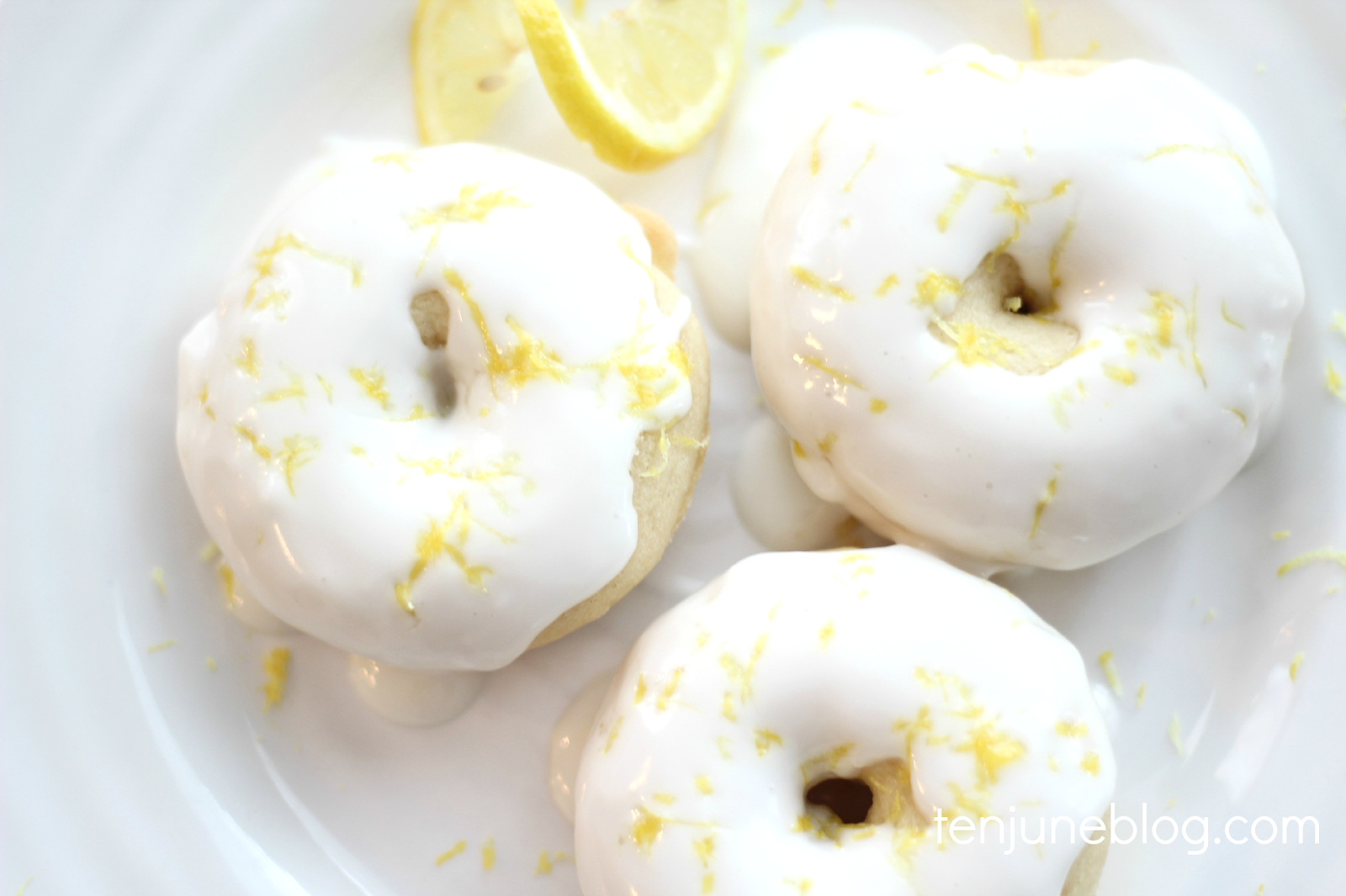 Ten June Dairy Free Lemon Iced Baked Donut Recipe