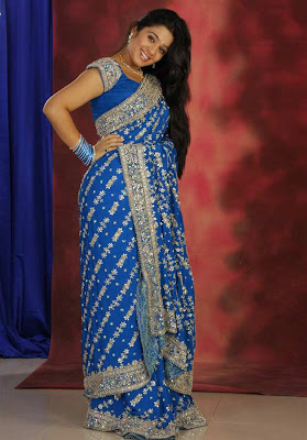 Tollywood Actress Charmi Blue Saree Photos