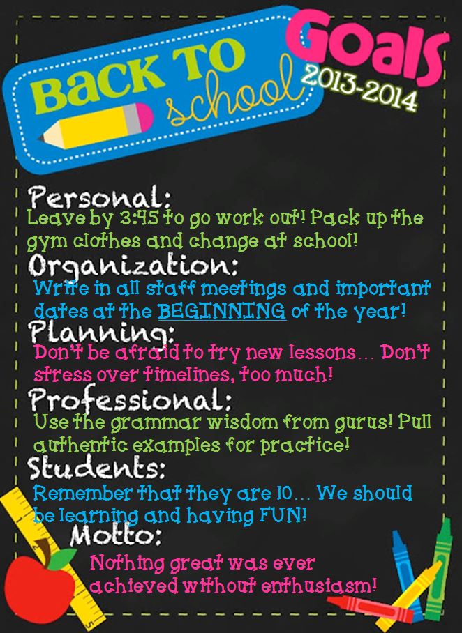 Goals for Back to School... My Shoestring Life