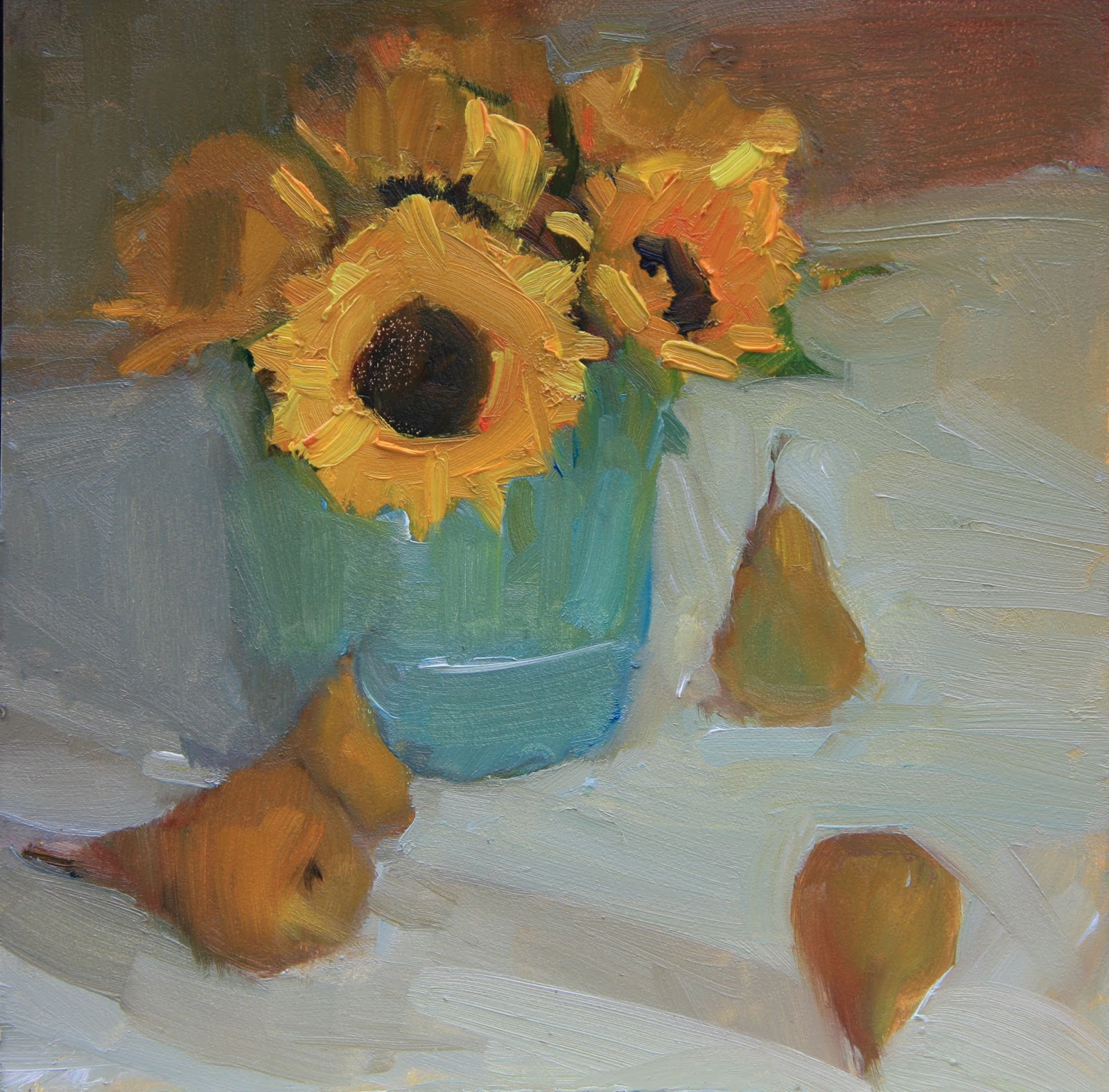 Maryann Lucas Sunflowers in Ceramic Pot