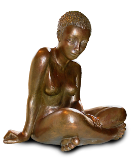 Statue style figuratif Femme nue, assise en tailleur