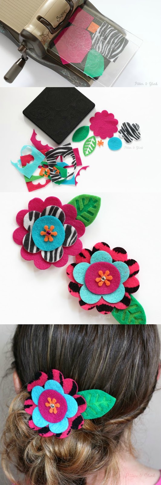 Handmade Felt Flower Hair Clips--The perfect inexpensive accessory for the little girl in your life! www.pitterandglink.com