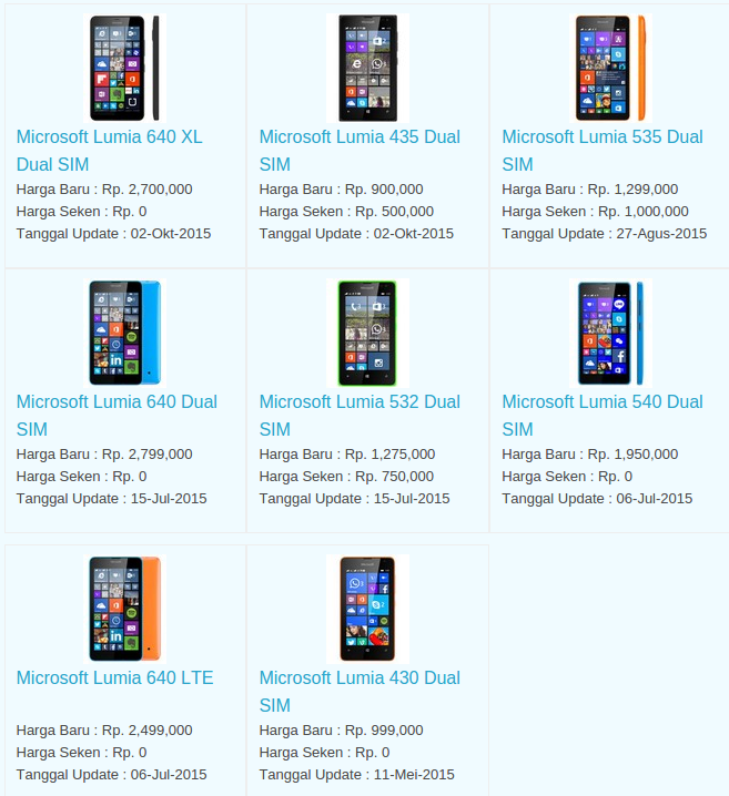 Daftar Terbaru Harga Hp Microsoft Oktober 2015 Daftar Terbaru Harga Hp Microsoft Oktober 2015