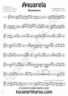 Tubescore Aquarela do Brasil sheet music for Flute and Recorder by Toquinho 