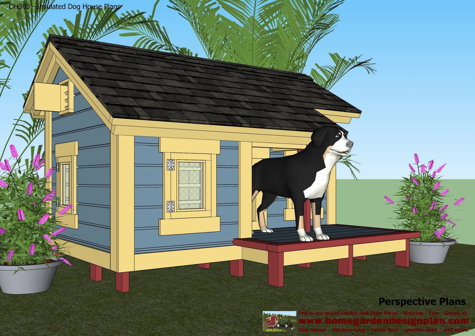 home garden plans: DH303 - Dog house plans - Dog house ...