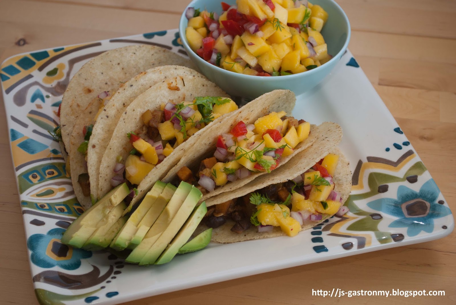 J's Gastronomy Black Bean Tacos with Fresh Mango Salsa