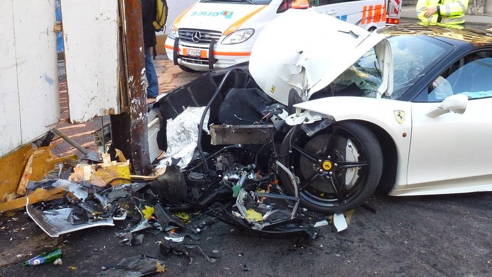 Young Driver Showing Off Crashes Ferrari 458 Italia In Geneva