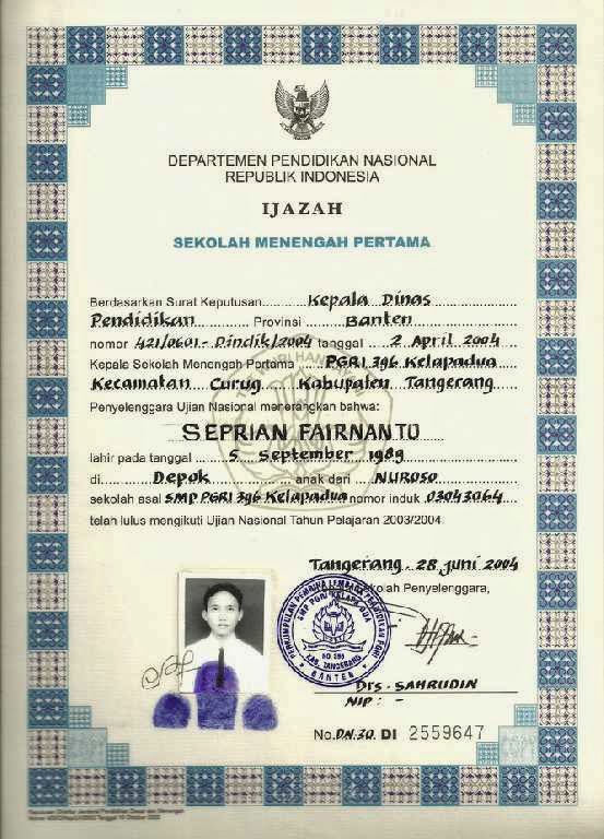 Good Contoh Ijazah Smp