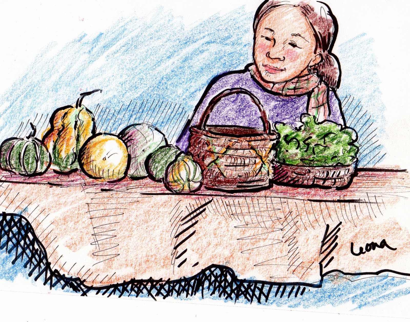 "Fresh" Sketching at a farmer's market